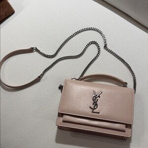 Saint Laurent Blush Pink Leather Chain Top-Handle Bag